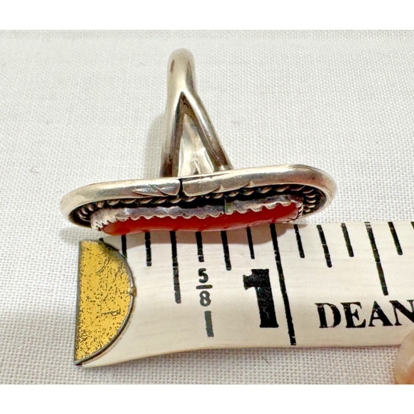 Vintage Native American Red Coral Branch Ring Sterling Silver Southwest Sz 6.5 - Picture 4 of 7